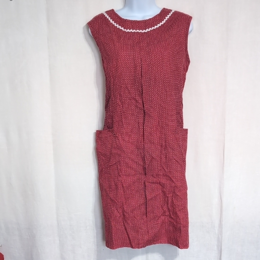 Vintage Handmade Red White Polka Dot Shift Dress with Pockets Size Medium